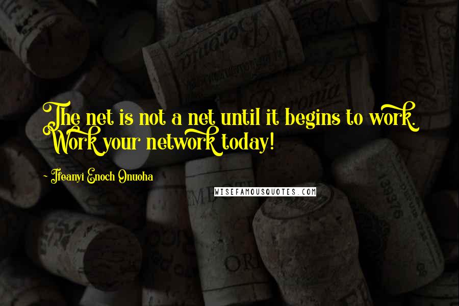 Ifeanyi Enoch Onuoha Quotes: The net is not a net until it begins to work. Work your network today!