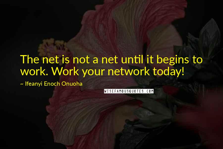 Ifeanyi Enoch Onuoha Quotes: The net is not a net until it begins to work. Work your network today!