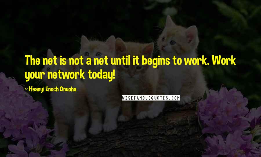 Ifeanyi Enoch Onuoha Quotes: The net is not a net until it begins to work. Work your network today!