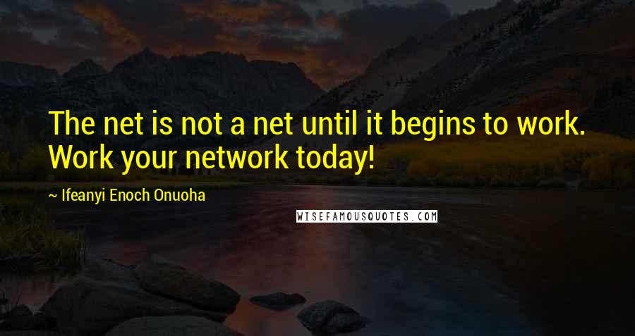 Ifeanyi Enoch Onuoha Quotes: The net is not a net until it begins to work. Work your network today!