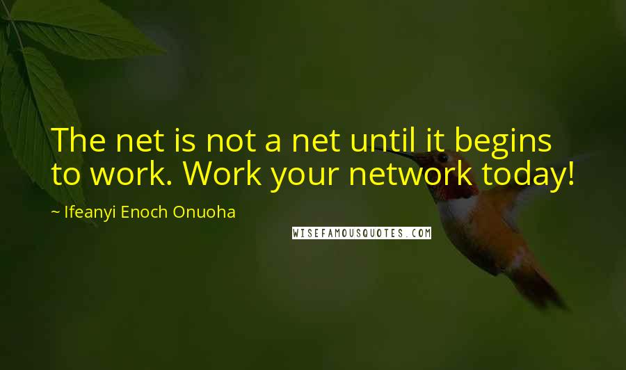 Ifeanyi Enoch Onuoha Quotes: The net is not a net until it begins to work. Work your network today!