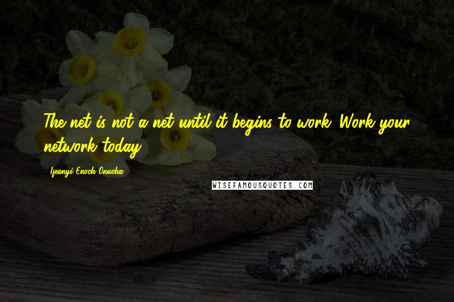 Ifeanyi Enoch Onuoha Quotes: The net is not a net until it begins to work. Work your network today!