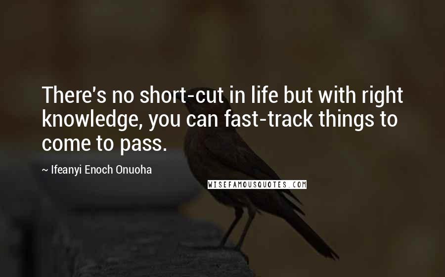 Ifeanyi Enoch Onuoha Quotes: There's no short-cut in life but with right knowledge, you can fast-track things to come to pass.