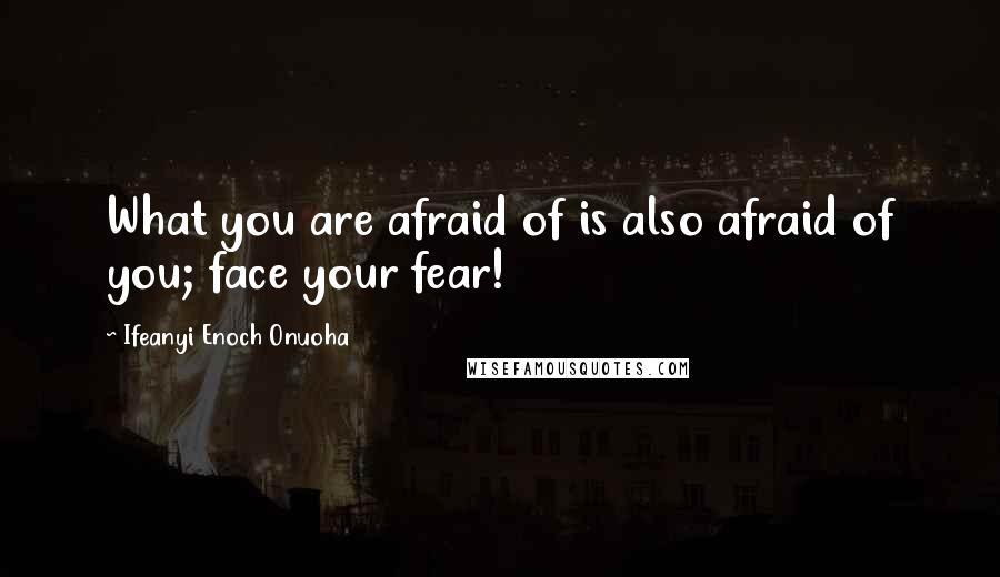 Ifeanyi Enoch Onuoha Quotes: What you are afraid of is also afraid of you; face your fear!