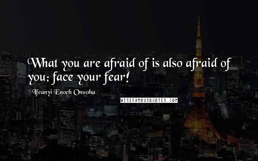 Ifeanyi Enoch Onuoha Quotes: What you are afraid of is also afraid of you; face your fear!