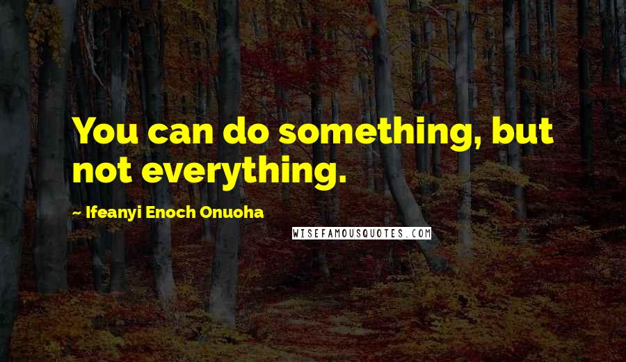 Ifeanyi Enoch Onuoha Quotes: You can do something, but not everything.