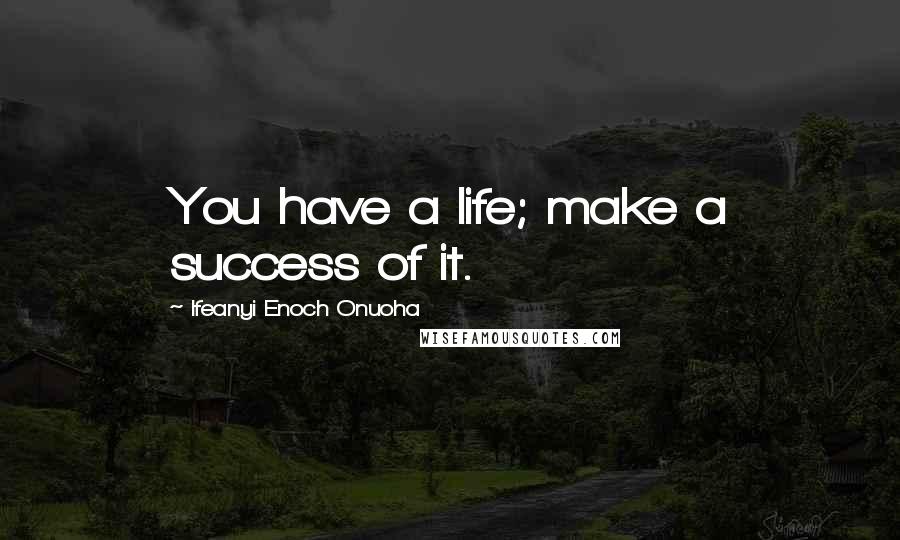 Ifeanyi Enoch Onuoha Quotes: You have a life; make a success of it.