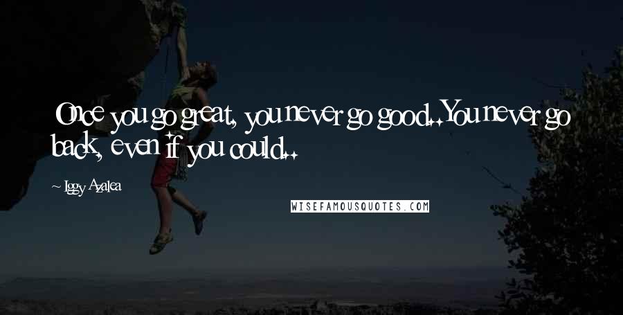 Iggy Azalea Quotes: Once you go great, you never go good..You never go back, even if you could..