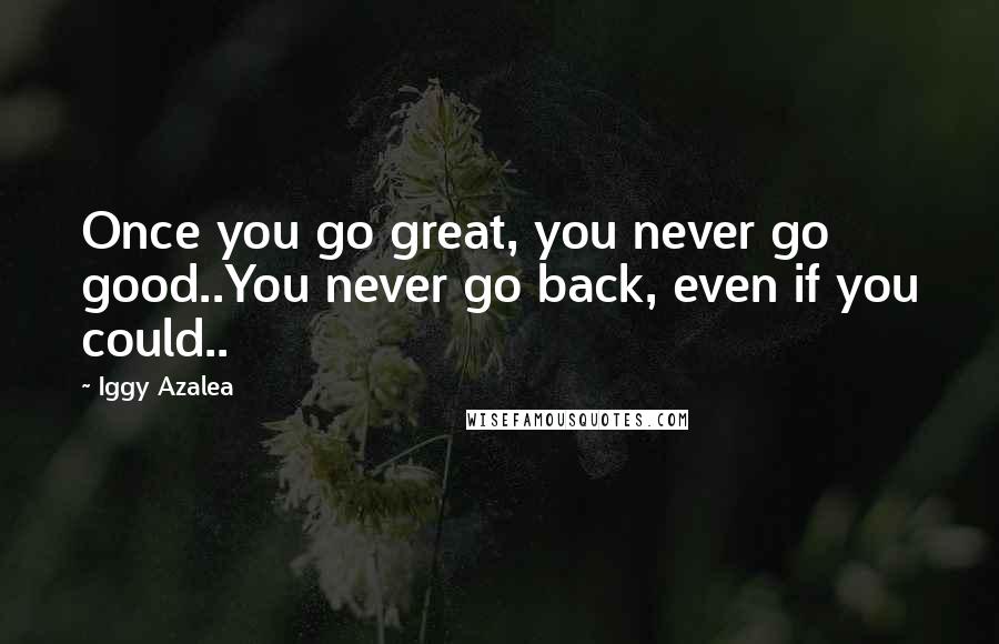 Iggy Azalea Quotes: Once you go great, you never go good..You never go back, even if you could..