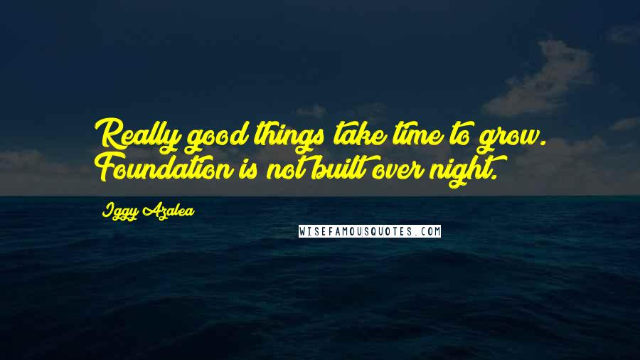 Iggy Azalea Quotes: Really good things take time to grow. Foundation is not built over night.