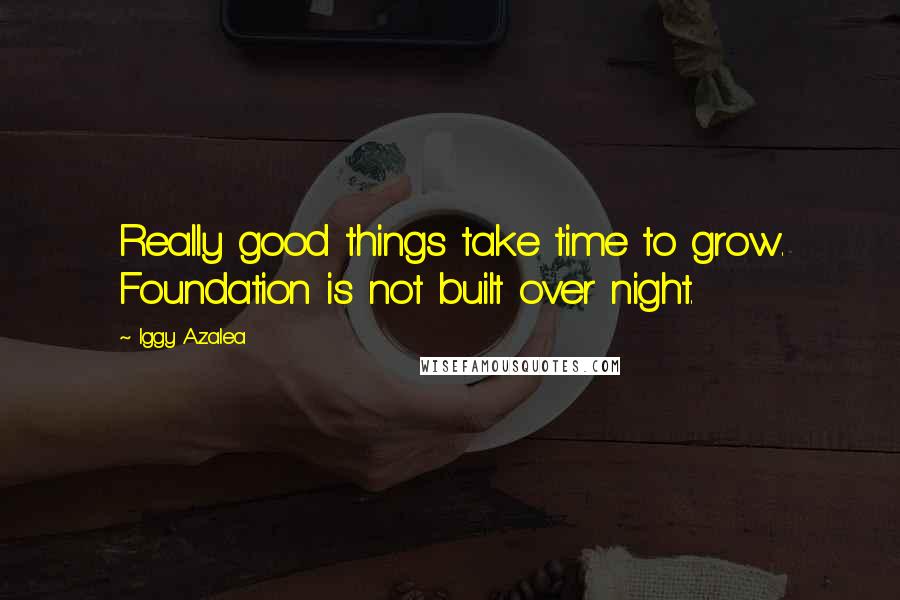 Iggy Azalea Quotes: Really good things take time to grow. Foundation is not built over night.