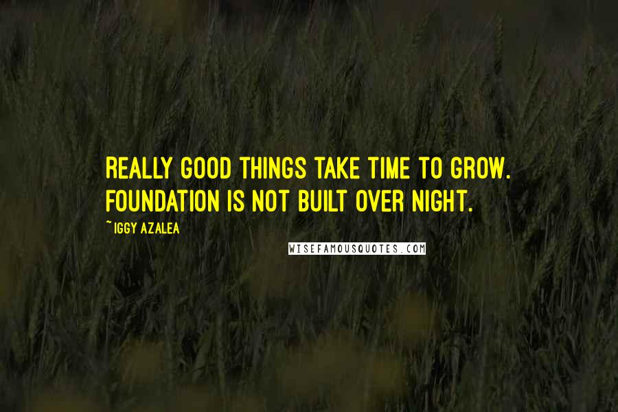 Iggy Azalea Quotes: Really good things take time to grow. Foundation is not built over night.