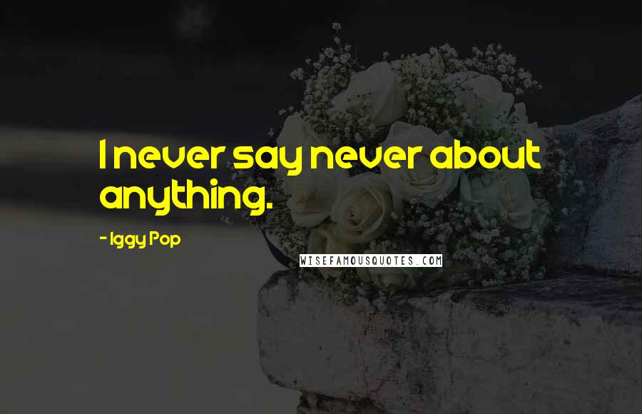 Iggy Pop Quotes: I never say never about anything.