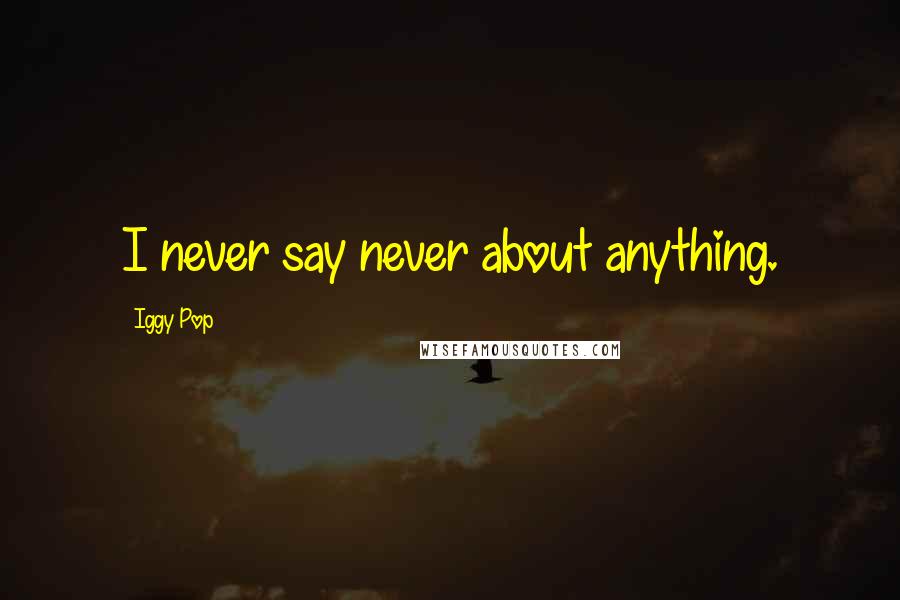 Iggy Pop Quotes: I never say never about anything.