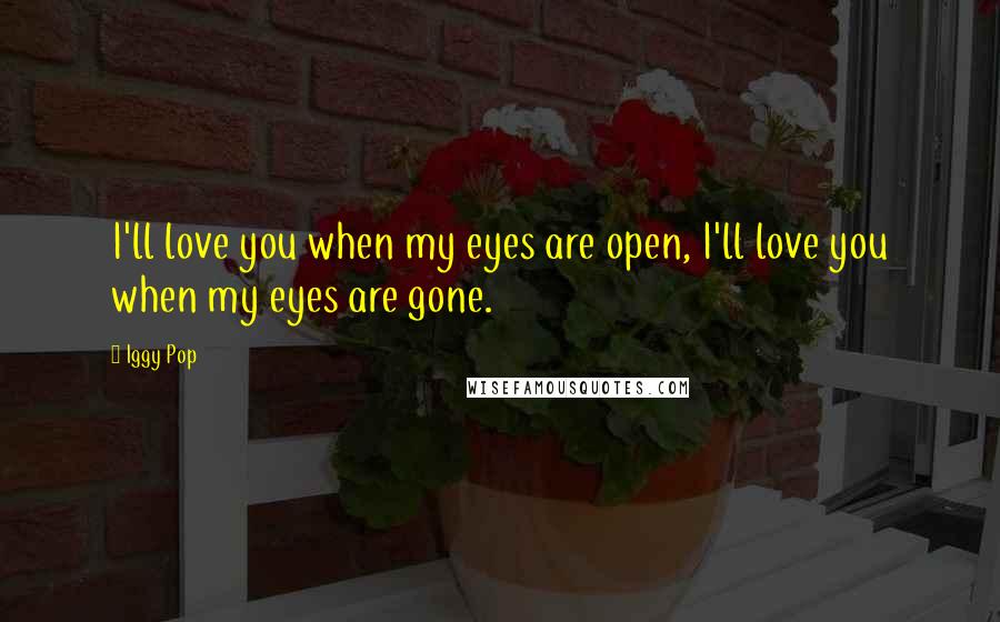 Iggy Pop Quotes: I'll love you when my eyes are open, I'll love you when my eyes are gone.