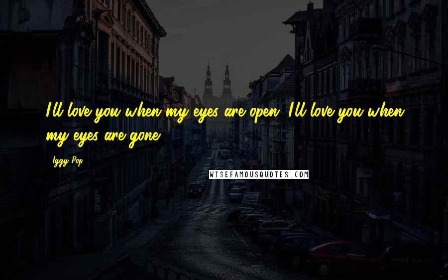 Iggy Pop Quotes: I'll love you when my eyes are open, I'll love you when my eyes are gone.