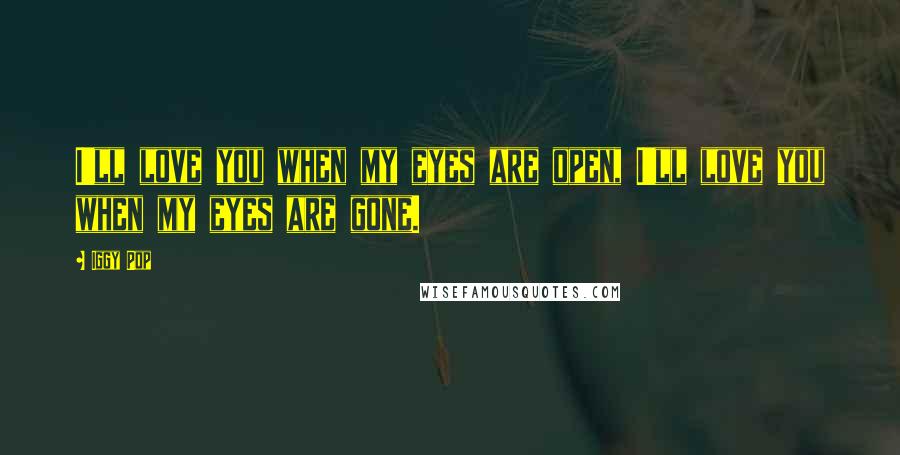 Iggy Pop Quotes: I'll love you when my eyes are open, I'll love you when my eyes are gone.