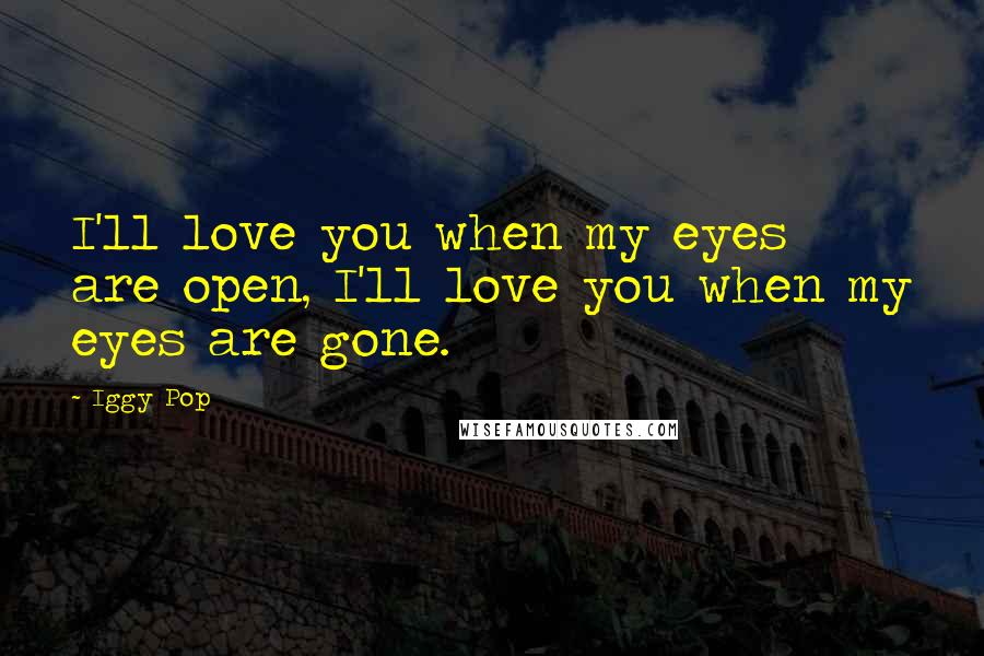 Iggy Pop Quotes: I'll love you when my eyes are open, I'll love you when my eyes are gone.