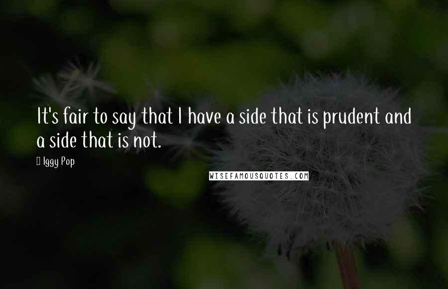 Iggy Pop Quotes: It's fair to say that I have a side that is prudent and a side that is not.