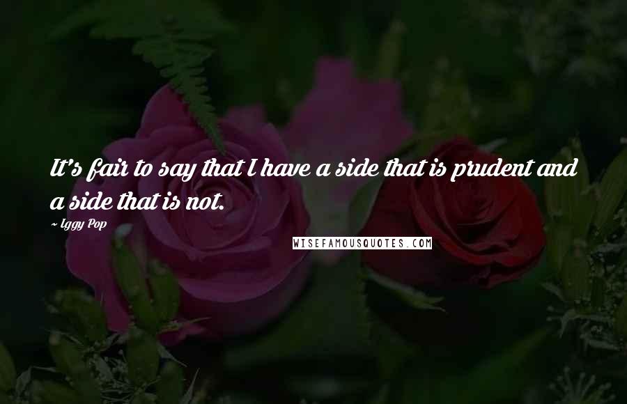 Iggy Pop Quotes: It's fair to say that I have a side that is prudent and a side that is not.