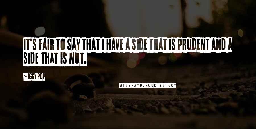 Iggy Pop Quotes: It's fair to say that I have a side that is prudent and a side that is not.