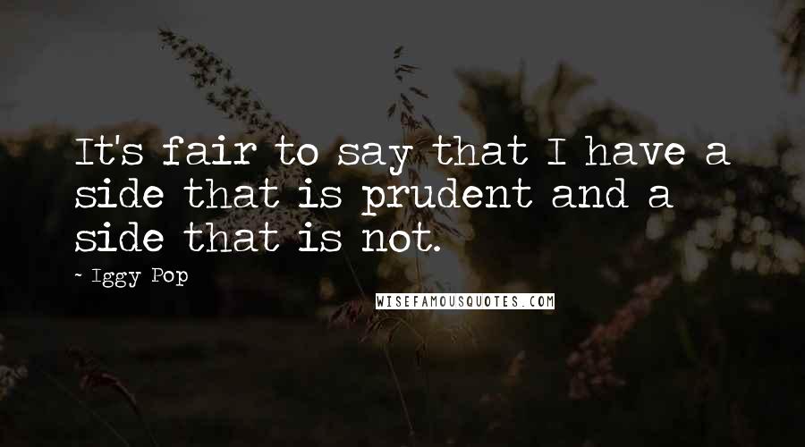 Iggy Pop Quotes: It's fair to say that I have a side that is prudent and a side that is not.