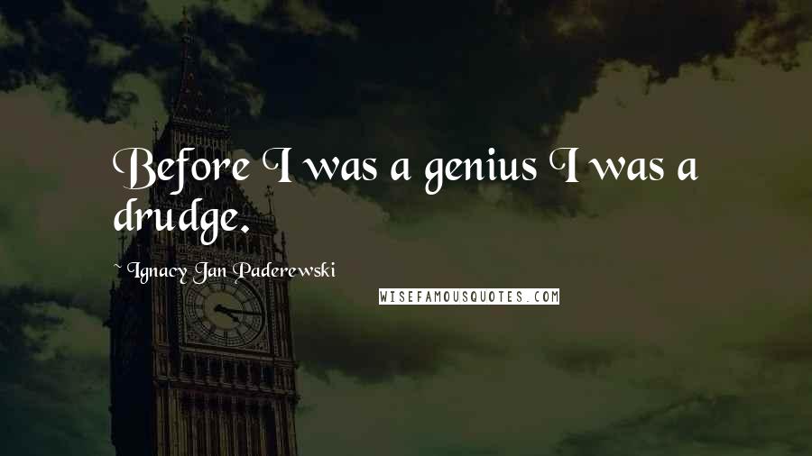Ignacy Jan Paderewski Quotes: Before I was a genius I was a drudge.