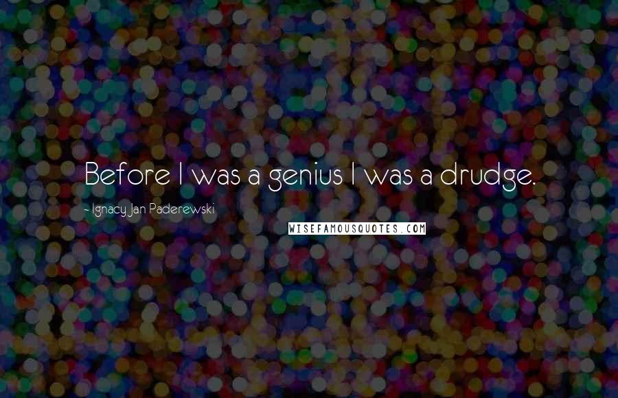 Ignacy Jan Paderewski Quotes: Before I was a genius I was a drudge.