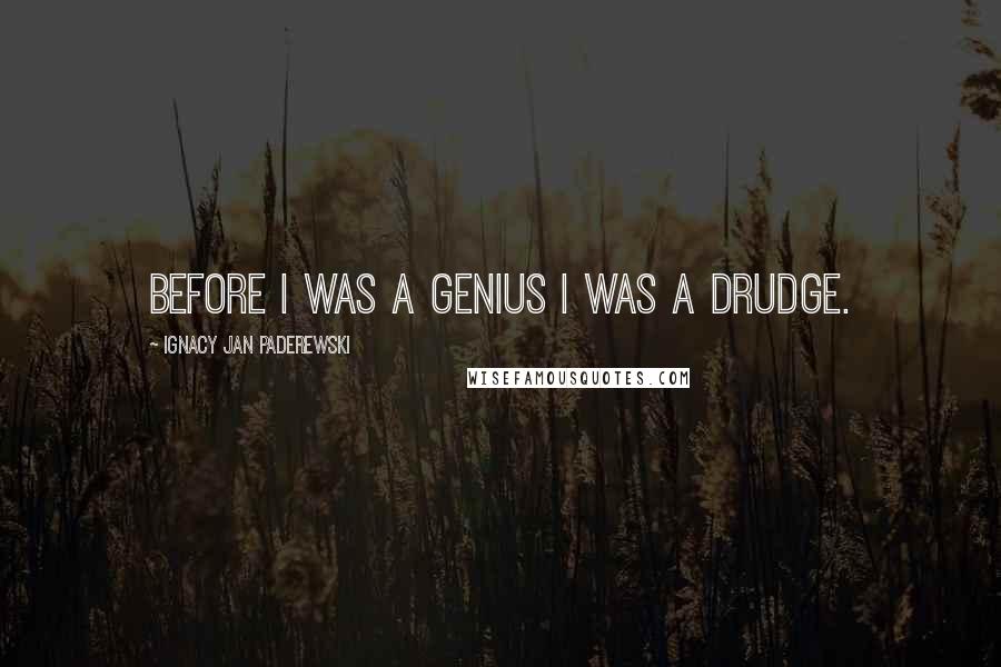 Ignacy Jan Paderewski Quotes: Before I was a genius I was a drudge.
