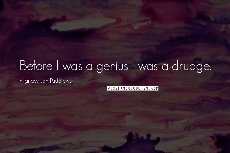 Ignacy Jan Paderewski Quotes: Before I was a genius I was a drudge.