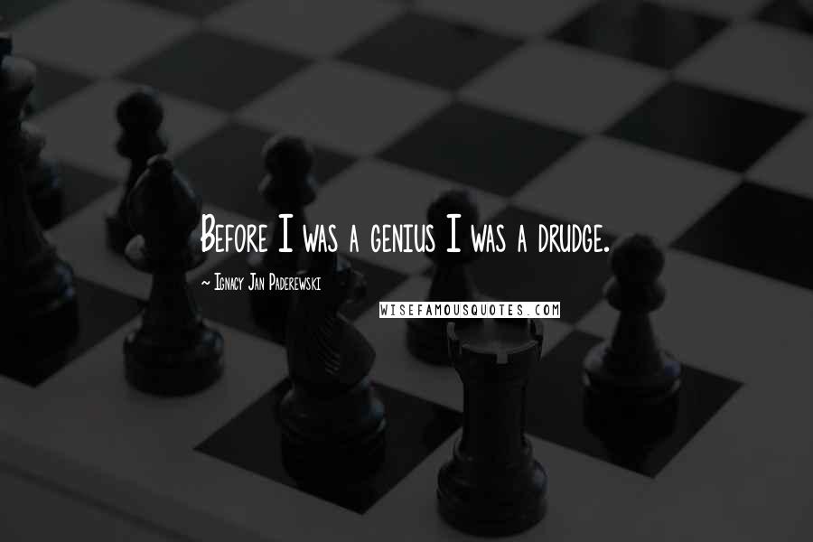 Ignacy Jan Paderewski Quotes: Before I was a genius I was a drudge.