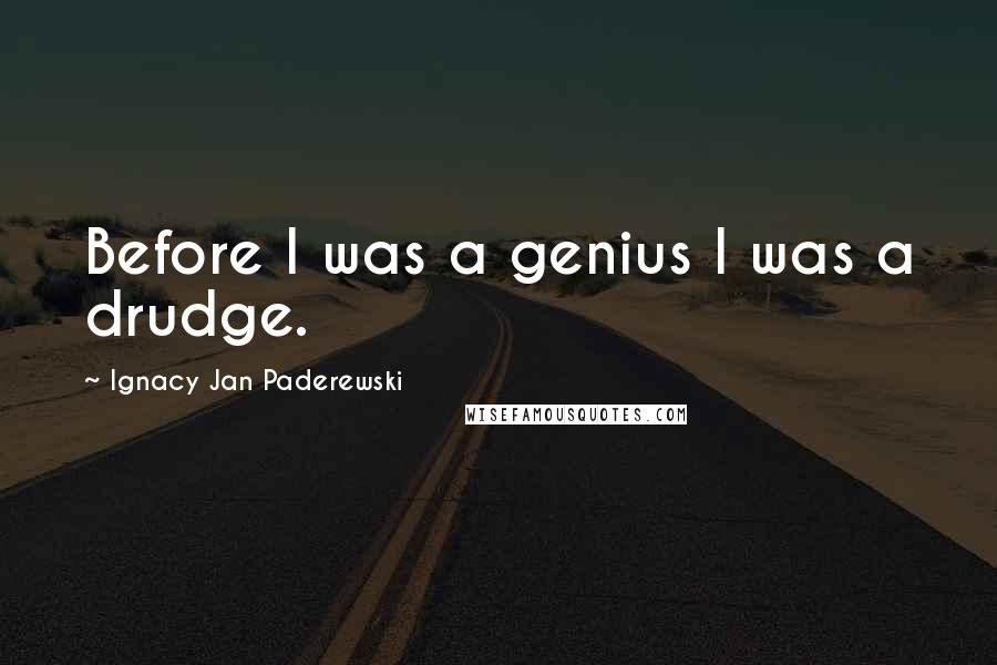 Ignacy Jan Paderewski Quotes: Before I was a genius I was a drudge.