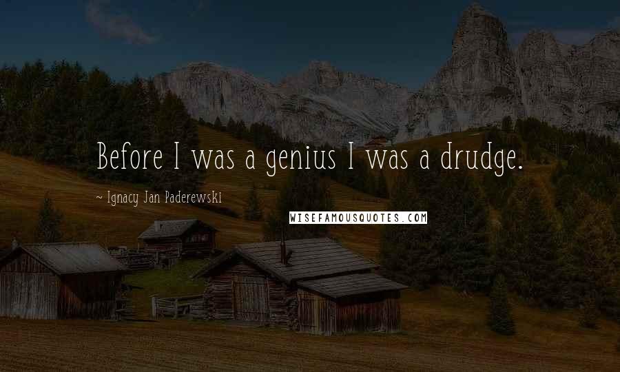 Ignacy Jan Paderewski Quotes: Before I was a genius I was a drudge.