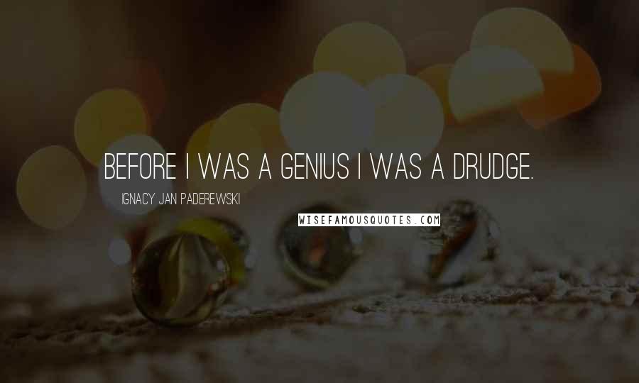 Ignacy Jan Paderewski Quotes: Before I was a genius I was a drudge.