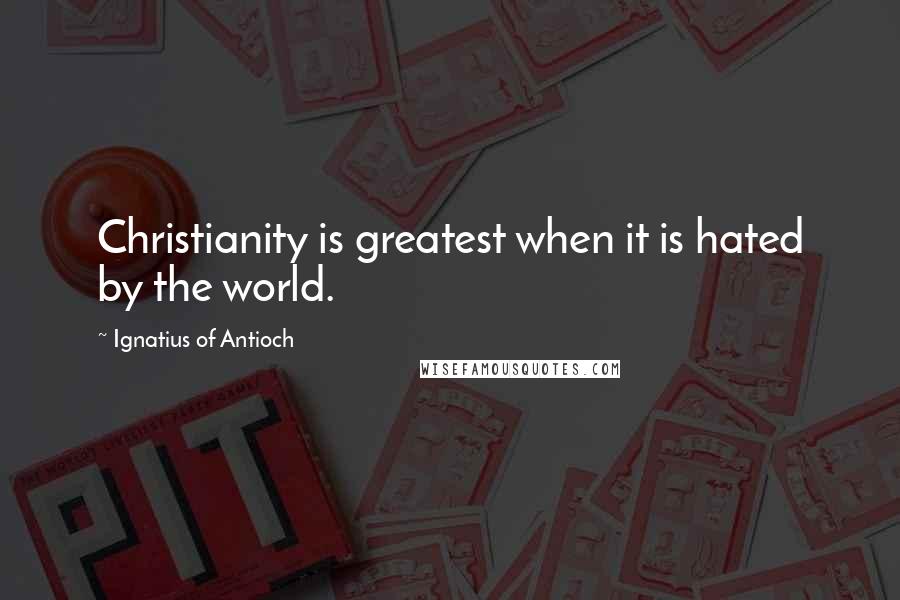 Ignatius Of Antioch Quotes: Christianity is greatest when it is hated by the world.