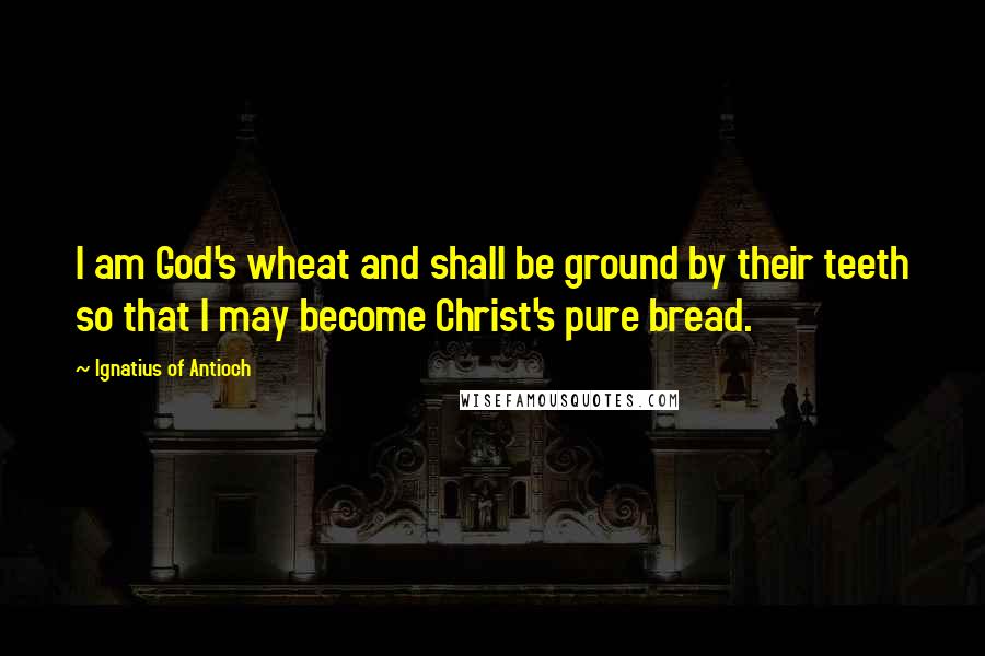 Ignatius Of Antioch Quotes: I am God's wheat and shall be ground by their teeth so that I may become Christ's pure bread.