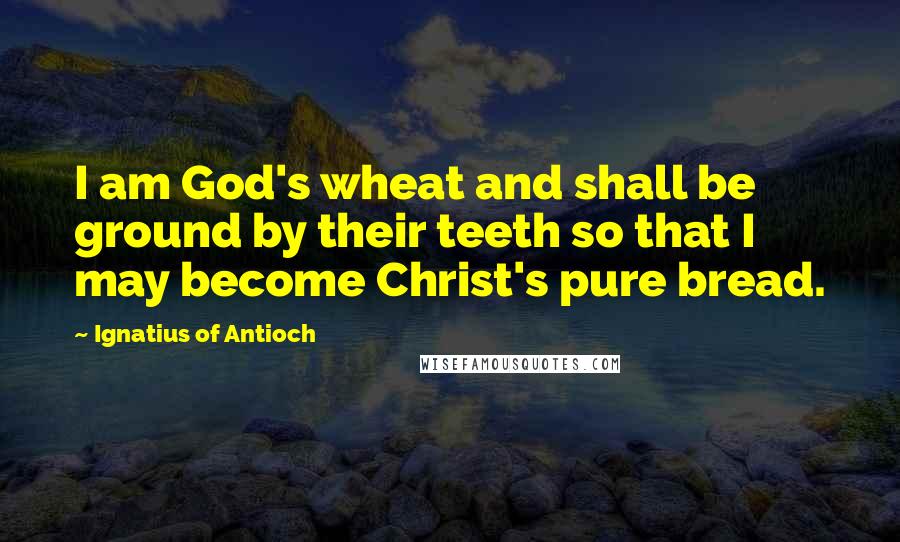 Ignatius Of Antioch Quotes: I am God's wheat and shall be ground by their teeth so that I may become Christ's pure bread.