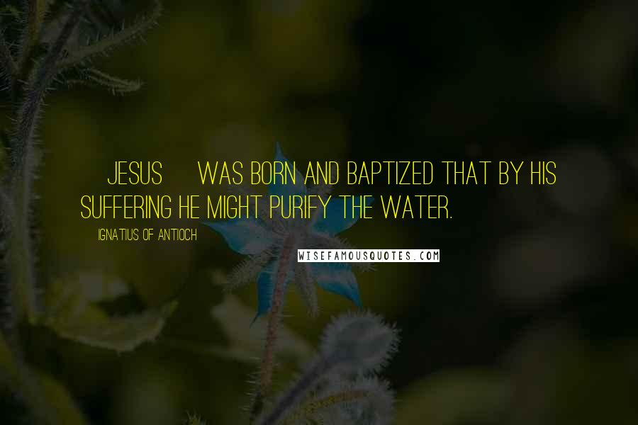 Ignatius Of Antioch Quotes: [Jesus] was born and baptized that by his suffering he might purify the water.