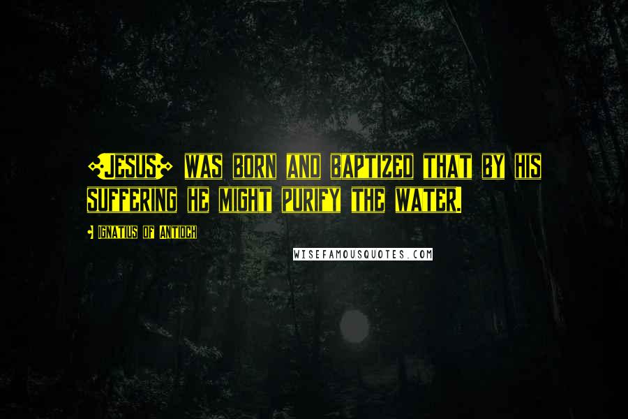 Ignatius Of Antioch Quotes: [Jesus] was born and baptized that by his suffering he might purify the water.
