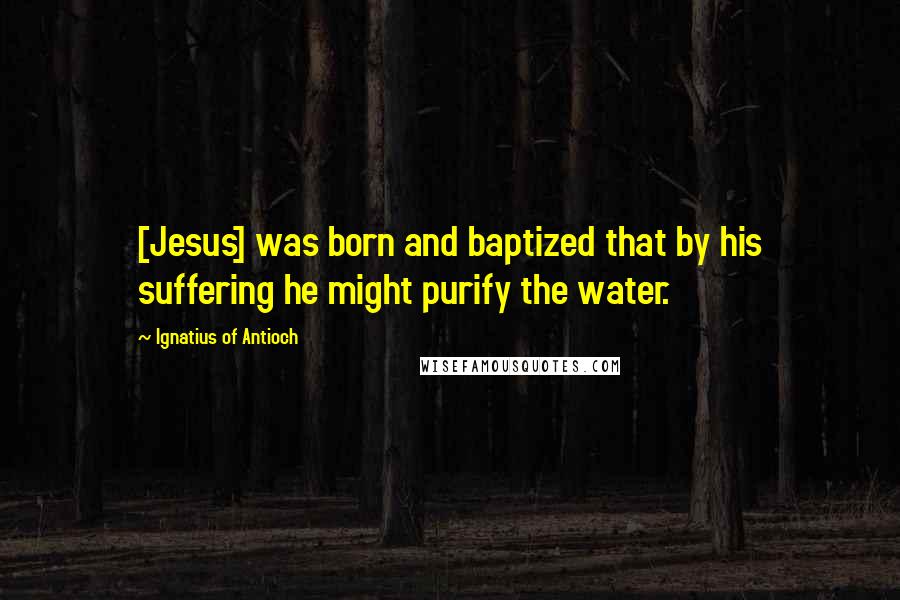 Ignatius Of Antioch Quotes: [Jesus] was born and baptized that by his suffering he might purify the water.