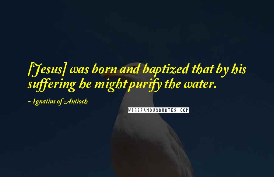 Ignatius Of Antioch Quotes: [Jesus] was born and baptized that by his suffering he might purify the water.