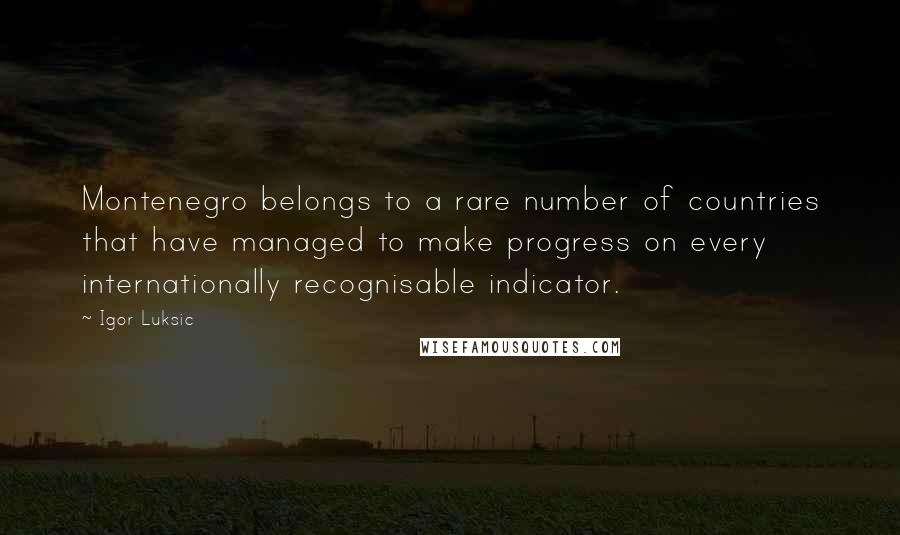 Igor Luksic Quotes: Montenegro belongs to a rare number of countries that have managed to make progress on every internationally recognisable indicator.