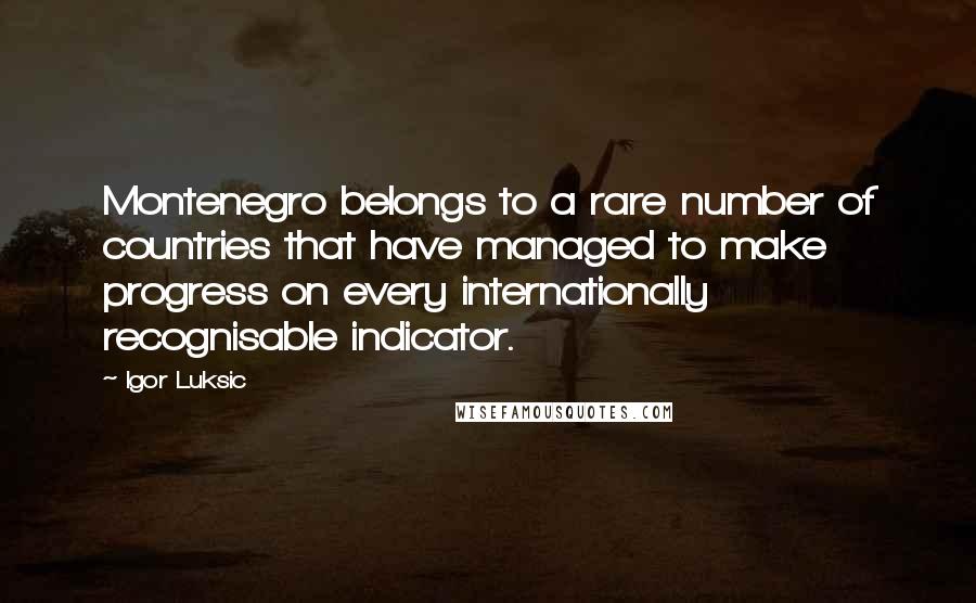 Igor Luksic Quotes: Montenegro belongs to a rare number of countries that have managed to make progress on every internationally recognisable indicator.