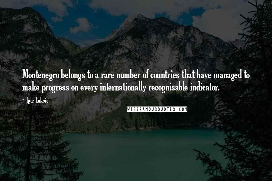 Igor Luksic Quotes: Montenegro belongs to a rare number of countries that have managed to make progress on every internationally recognisable indicator.