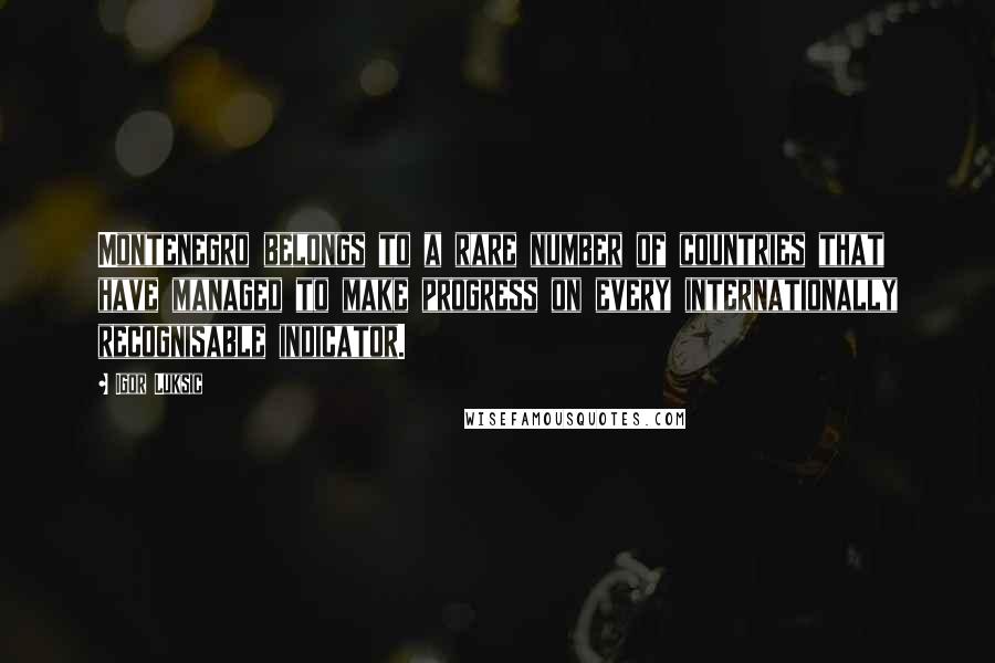 Igor Luksic Quotes: Montenegro belongs to a rare number of countries that have managed to make progress on every internationally recognisable indicator.