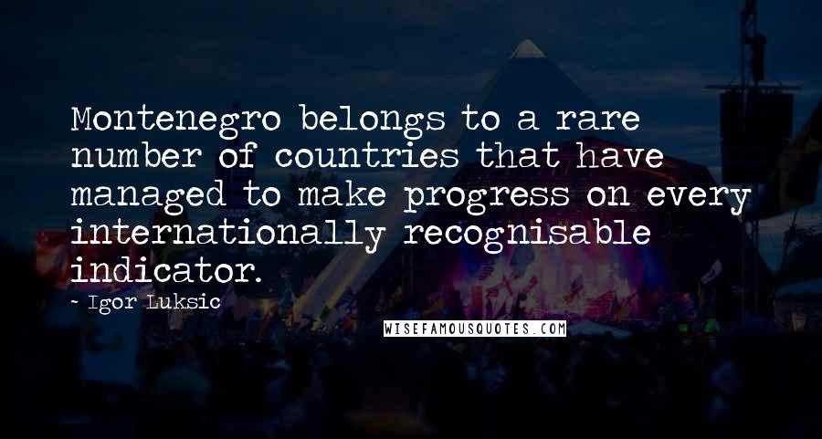 Igor Luksic Quotes: Montenegro belongs to a rare number of countries that have managed to make progress on every internationally recognisable indicator.