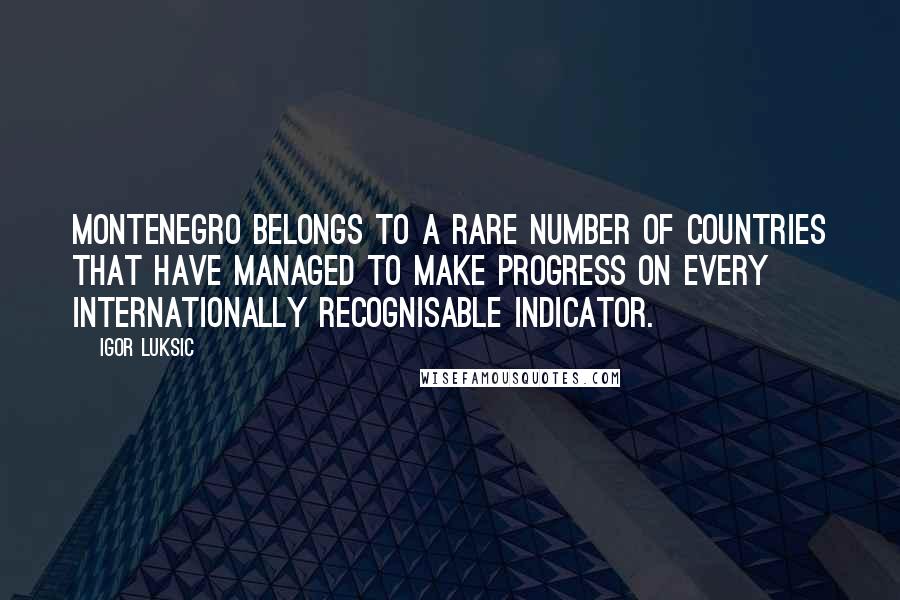 Igor Luksic Quotes: Montenegro belongs to a rare number of countries that have managed to make progress on every internationally recognisable indicator.