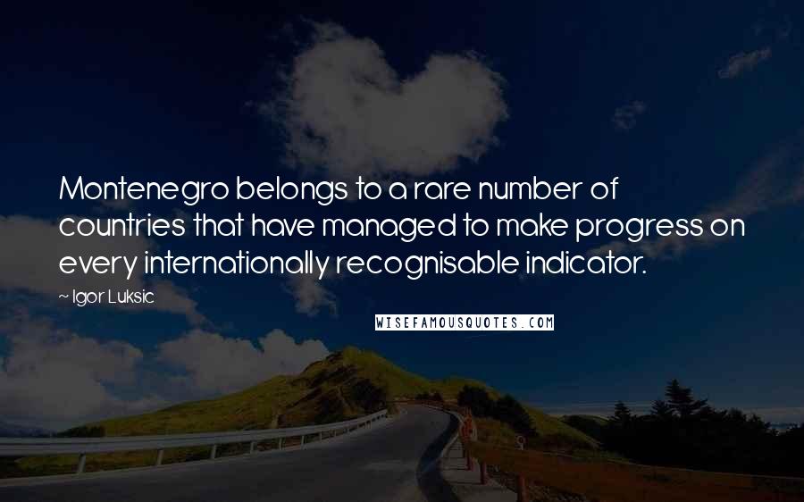 Igor Luksic Quotes: Montenegro belongs to a rare number of countries that have managed to make progress on every internationally recognisable indicator.