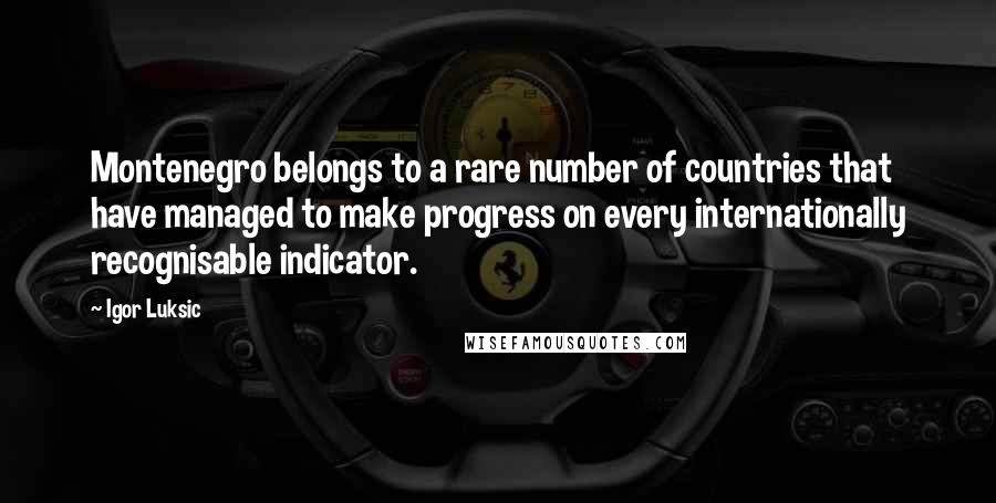 Igor Luksic Quotes: Montenegro belongs to a rare number of countries that have managed to make progress on every internationally recognisable indicator.