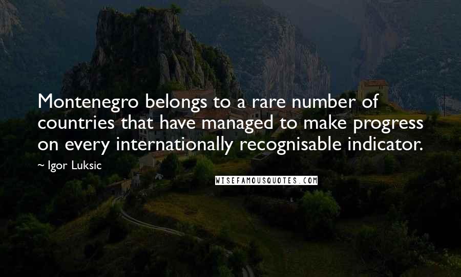 Igor Luksic Quotes: Montenegro belongs to a rare number of countries that have managed to make progress on every internationally recognisable indicator.